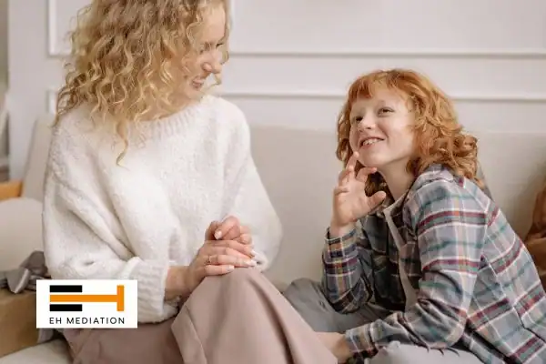 Happy mother and child after sorting child arrangements mediation Gravesend